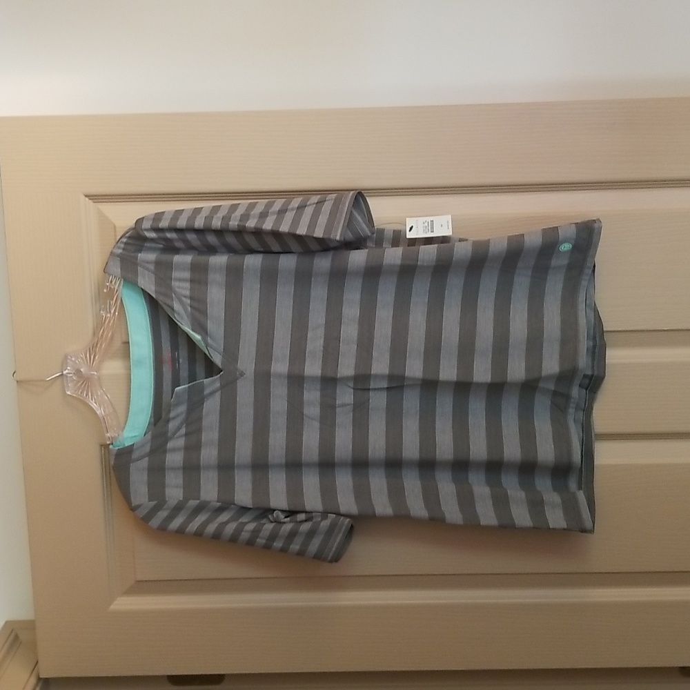 T by Talbots, striped short sleeved top, NWT, size medium.